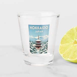 Retro Vintage Travel Hokkaido Japan Winter Scenic Shot Glass