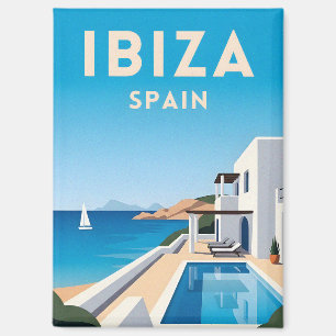 Retro Vintage Travel Ibiza Spain Seaside Landscape Magnet