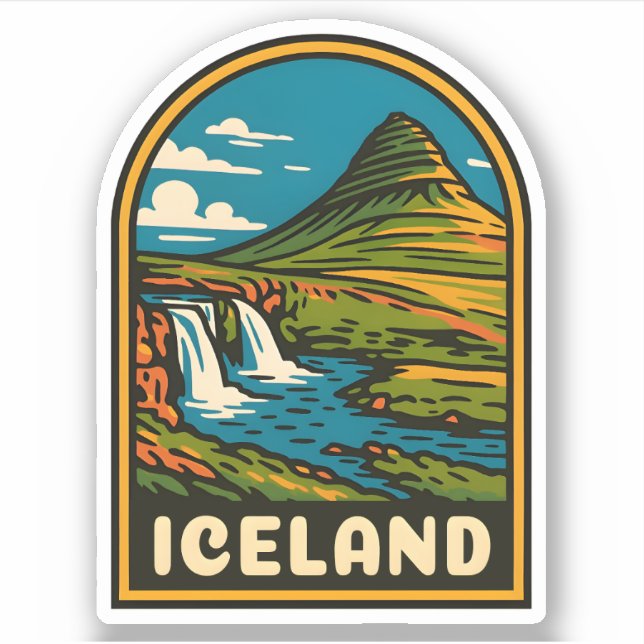 Retro Vintage Travel Iceland Nature Landscape (Front)