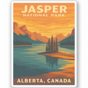 Retro Vintage Travel Jasper National Park Scenic