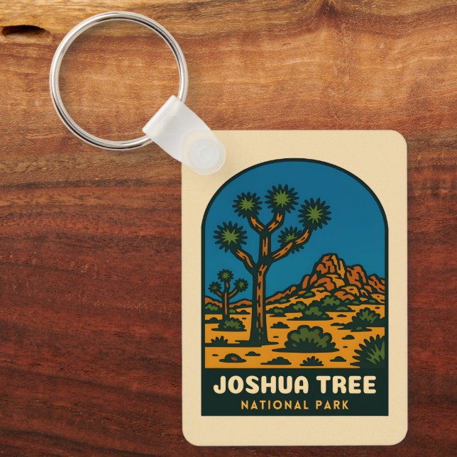 Retro Vintage Travel Joshua Tree National Park Keychain (Front)