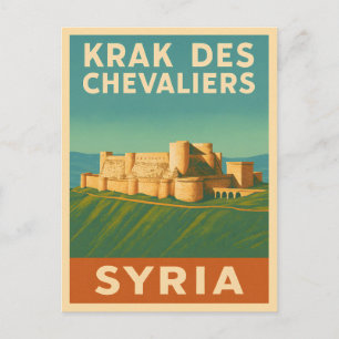 Retro Vintage Travel Krak des Chevaliers Castle Postcard
