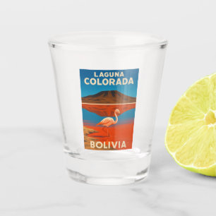 Retro Vintage Travel Laguna Colorada Bolivia Shot Glass