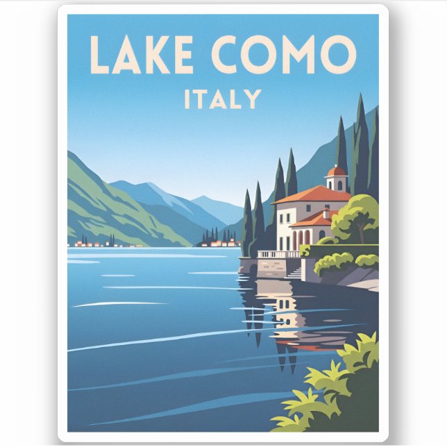 Retro Vintage Travel Lake Como Italy Landscape (Front)