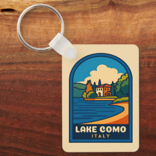Retro Vintage Travel Lake Como Italy Landscape Keychain