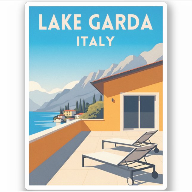 Retro Vintage Travel Lake Garda Italy Landscape (Front)
