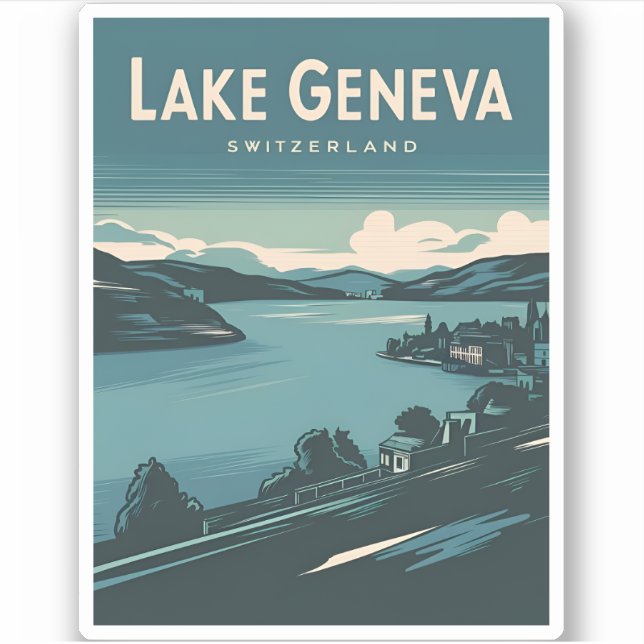 Retro Vintage Travel Lake Geneva Switzerland  (Front)