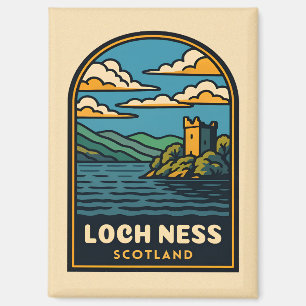 Retro Vintage Travel Loch Ness Scotland Castle Magnet
