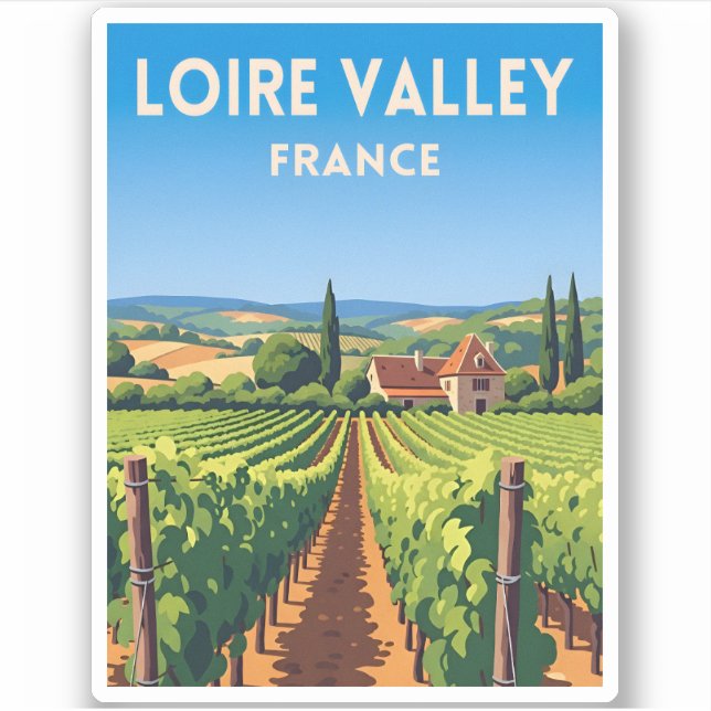 Retro Vintage Travel Loire Valley France Vineyard (Front)
