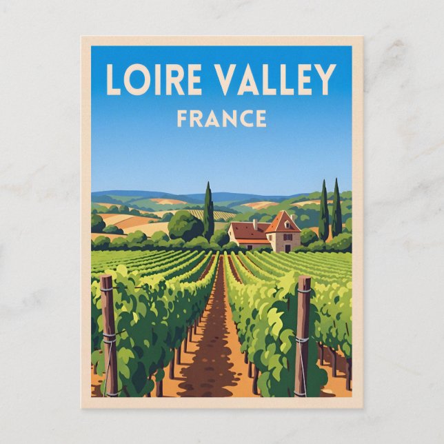 Retro Vintage Travel Loire Valley France Vineyard Postcard (Front)