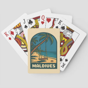 Retro Vintage Travel Maldives Island Beach Scenic Playing Cards
