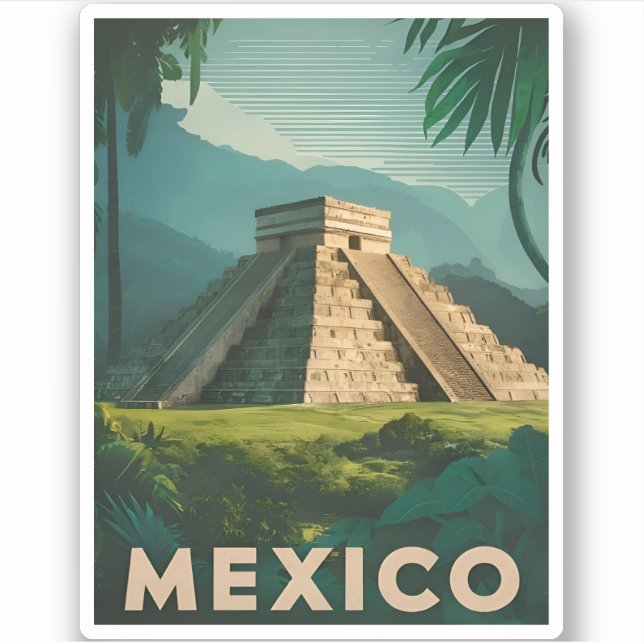 Retro Vintage Travel Mexico Aztec Pyramid (Front)