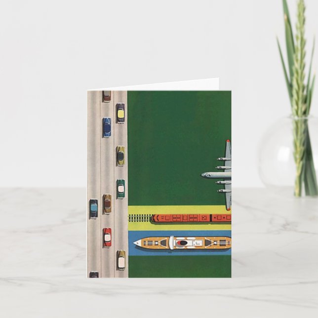 Retro Vintage Travel Modes Trip Blank Note Card (Front)