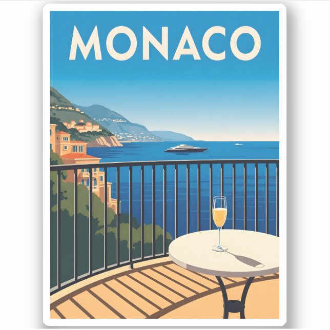 Retro Vintage Travel Monaco Seaside Landscape (Front)