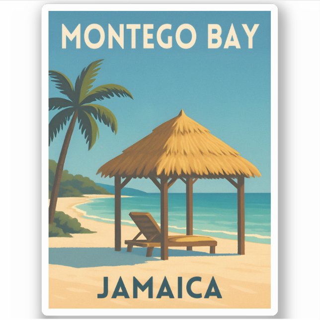 Retro Vintage Travel Montego Bay Jamaica Beach  (Front)