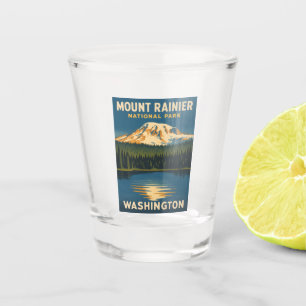 Retro Vintage Travel Mount Rainier National Park Shot Glass