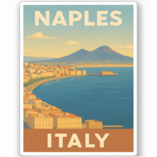 Retro Vintage Travel Naples Italy Scenic Coastline