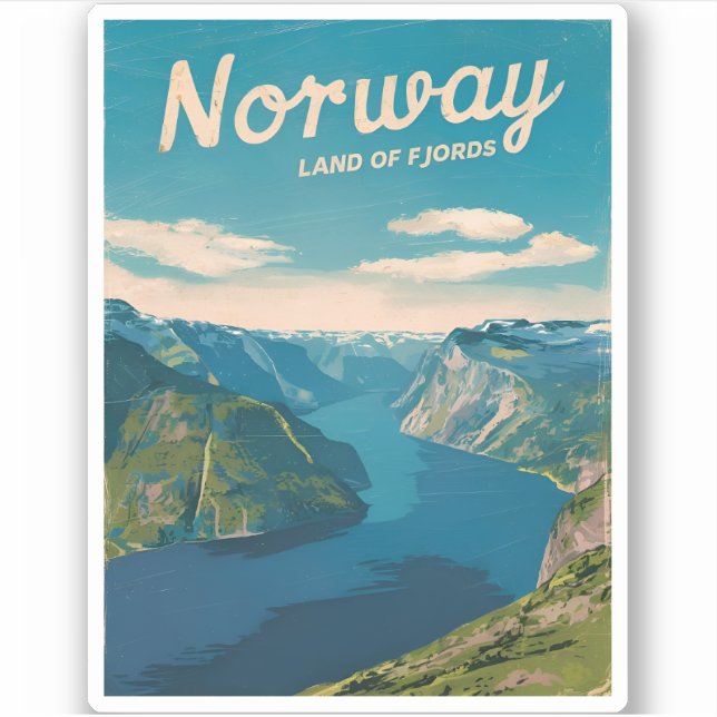 Retro Vintage Travel Norway Fjord Landscape (Front)