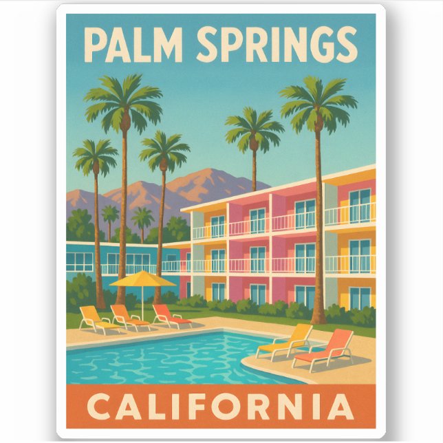 Retro Vintage Travel Palm Springs California Motel (Front)