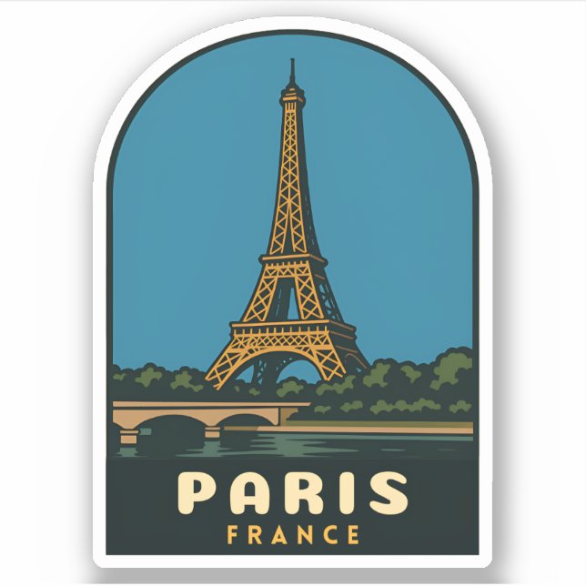 Retro Vintage Travel Paris France Eiffel Tower (Front)