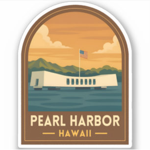 Retro Vintage Travel Pearl Harbour Memorial Hawaii