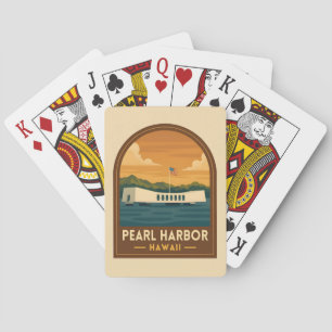 Retro Vintage Travel Pearl Harbour Memorial Hawaii Playing Cards