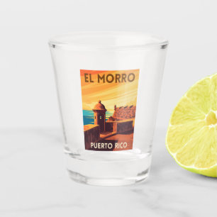 Retro Vintage Travel Puerto Rico San Juan Sunset Shot Glass