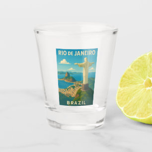 Retro Vintage Travel Rio de Janeiro Brazil Scenic Shot Glass