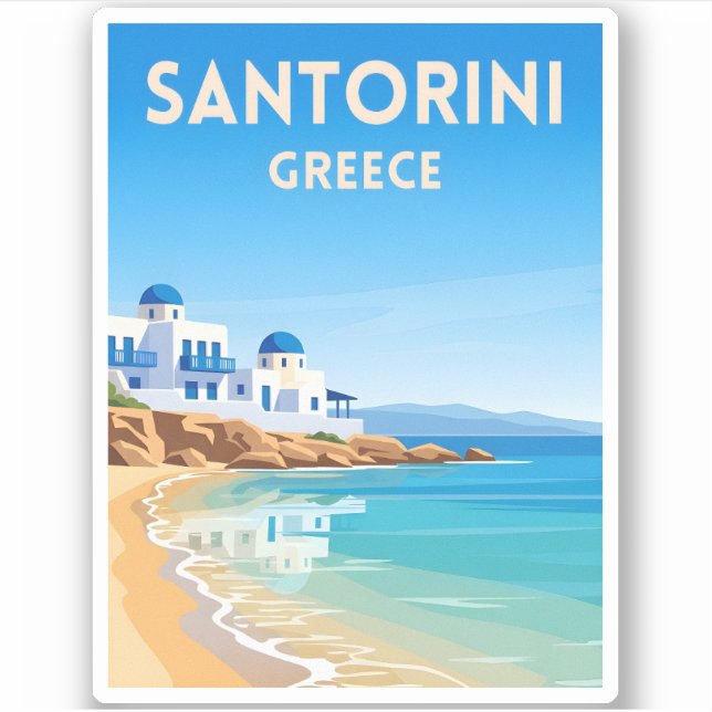 Retro Vintage Travel Santorini Greece Beach (Front)