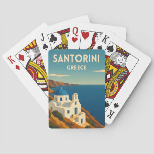 Retro Vintage Travel Santorini Greece Seaside Playing Cards