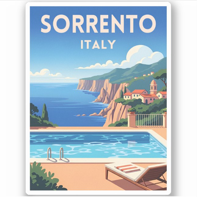 Retro Vintage Travel Sorrento Italy Coastal Scenic (Front)