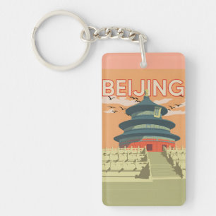 retro vintage travel souvenir Beijing China Keychain