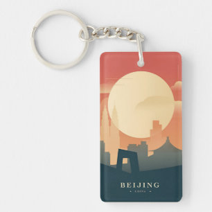 retro vintage travel souvenir Beijing China Keychain