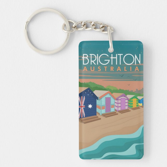 retro vintage travel souvenir Brighton Australia Keychain (Front)