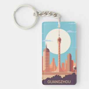 retro vintage travel souvenir GUANGZHOU China Keychain