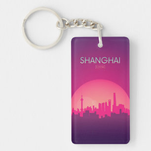 retro vintage travel souvenir Shanghai China Keychain