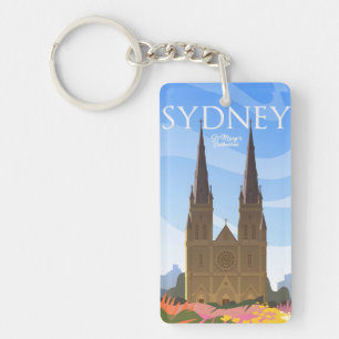 retro vintage travel souvenir Sydney Australia Key Keychain