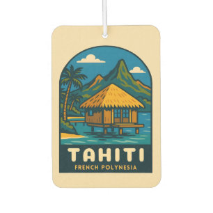 Retro Vintage Travel Tahiti French Polynesia Beach Air Freshener