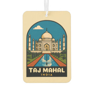 Retro Vintage Travel Taj Mahal India Illustration Air Freshener