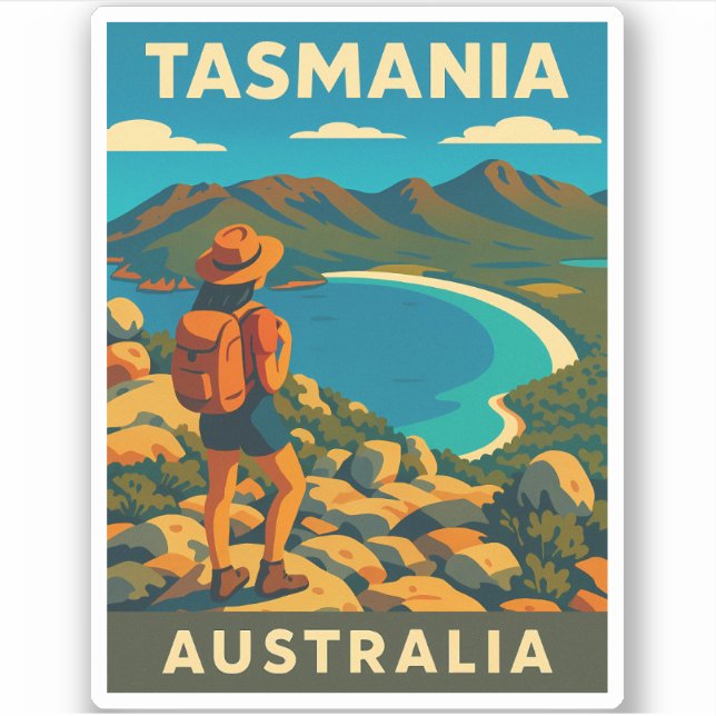 Retro Vintage Travel Tasmania Australia Landscape (Front)