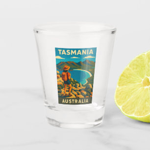Retro Vintage Travel Tasmania Australia Landscape Shot Glass
