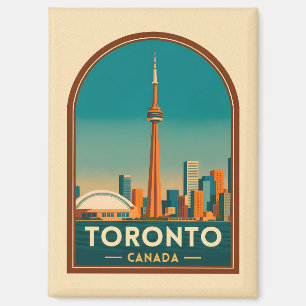 Retro Vintage Travel Toronto Canada Skyline Scenic Magnet