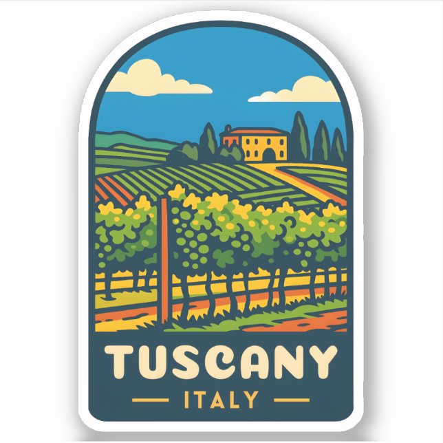 Retro Vintage Travel Tuscany Italy Vineyard  (Front)
