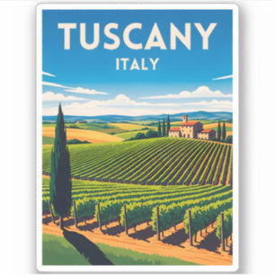 Retro Vintage Travel Tuscany Italy Vineyard 