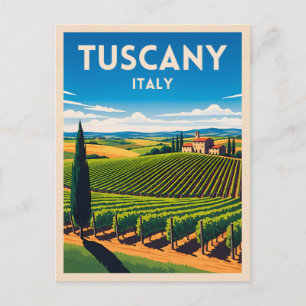 Retro Vintage Travel Tuscany Italy Vineyard Postcard