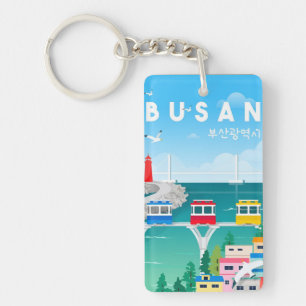 retro vintage travel vacation Busan korea Keychain