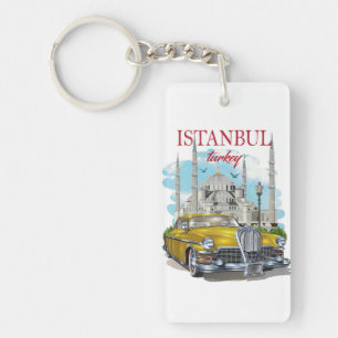 retro vintage travel vacation Istanbul Turkey Keychain