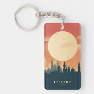 retro vintage travel vacation Lahore Pakistan Keychain