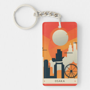 retro vintage travel vacation souvenir Osaka Japan Keychain