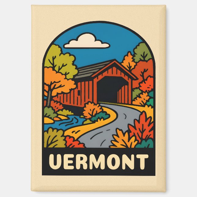 Retro Vintage Travel Vermont Landscape Scenic Magnet (Front)